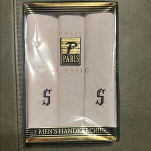 Paris Men's Monogram "S" Cotton Handkerchiefs, Set of 3
